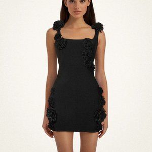 NWT JW PEI Black Rosette Mini Dress